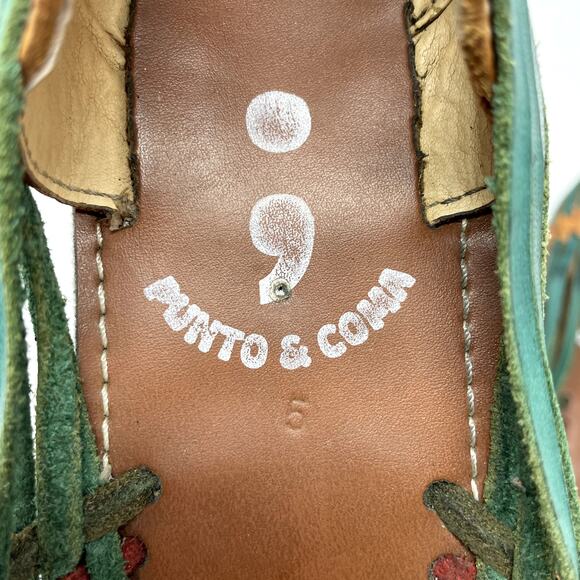 Punto & Coma Colorful Leather Huaraches Size MX 5 US 7.5 Women Sandals - Picture 9 of 10